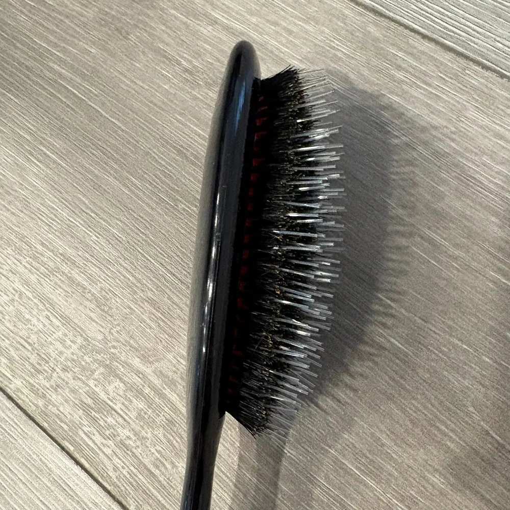 NWT Black Oval Boar Soft Bristles Hair Brush Nylon‎ Pins Styling Profession